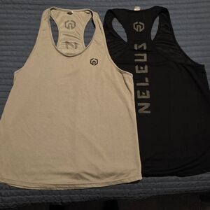 Neleus Men's Tank Tops LARGE - Black and Gray